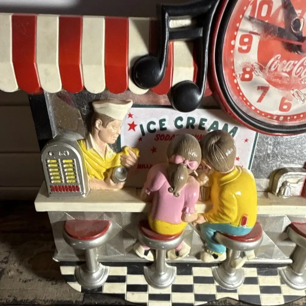 Coca-Cola Diner Wall Clock Jukebox Design 